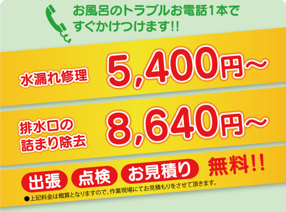 お風呂のトラブルお電話1本ですぐかけつけます!!